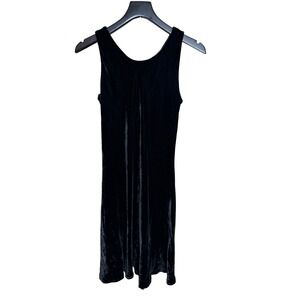 The Limited Vintage Black Silk Blend Velvet Sleeveless Scoop Neck Midi Dress S